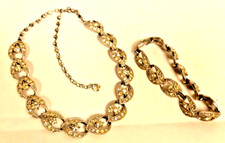 Sara Cov Canada Sparkly Jewellery Set Silver Faceted Crystal Choker Bracelet VGC