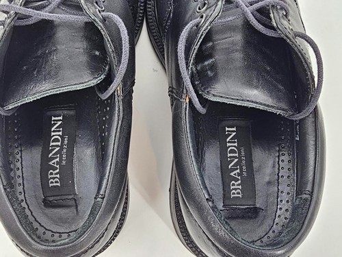 VINTAGE Herren Brandini Andy italienische schwarze Lederschuhe ITALIEN Größe 7 - Bild 6 von 7