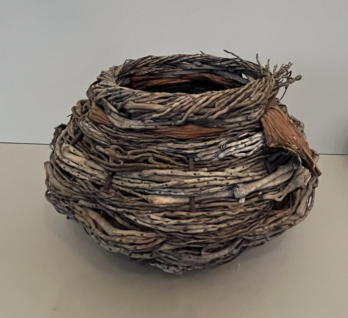 Hand Woven Palm Fiber Art Basket Samuel Yao eBay