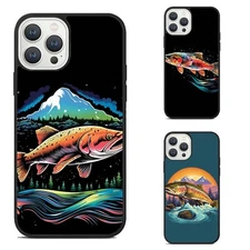 Flexible For Apple iPhone Samsung Galaxy Motorola vintage handrawn rainbow trout