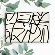 Minimalist Black Lines White Trendy Hard Case For Macbook Pro 13 14 15 16 Air 13