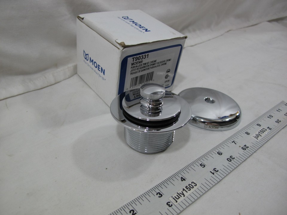 NEW Moen Tub & Shower Drain Covers PushNLock Trim Kit CHROME