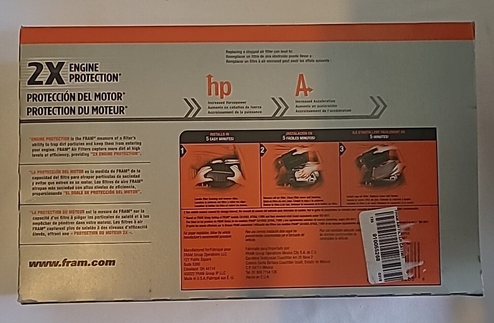 FRAM Extra Guard Rotondo Plastisol Filtro Aria Motore Auto Ricambio Facile Installare wAdvanced Protezione Motore e Prestazioni Ottimali, CA328