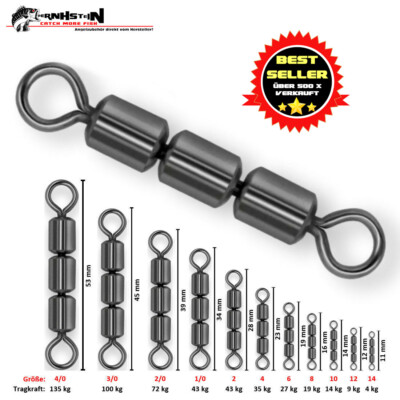 Highspeed Dreifach-Wirbel Sbirolino Gr. 14-4/0  gun metal, 4 - 135 kg Tragkraft