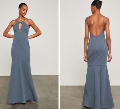bcbg blue halter dress BCBGMAXAZRIA Floral Blue Halter Dress Women's Small Petite