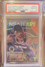 2019-20 NBA Hoops Premium Zion Williamson Rookie Special Flash Prizm PSA 10