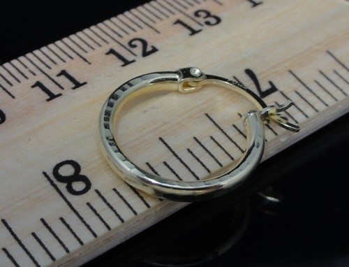WOMEN'S LADIES MINI 10K SOLID YELLOW GOLD .75" 20 MM ROUND HOOP LOOP EARRINGS - Picture 4 of 6