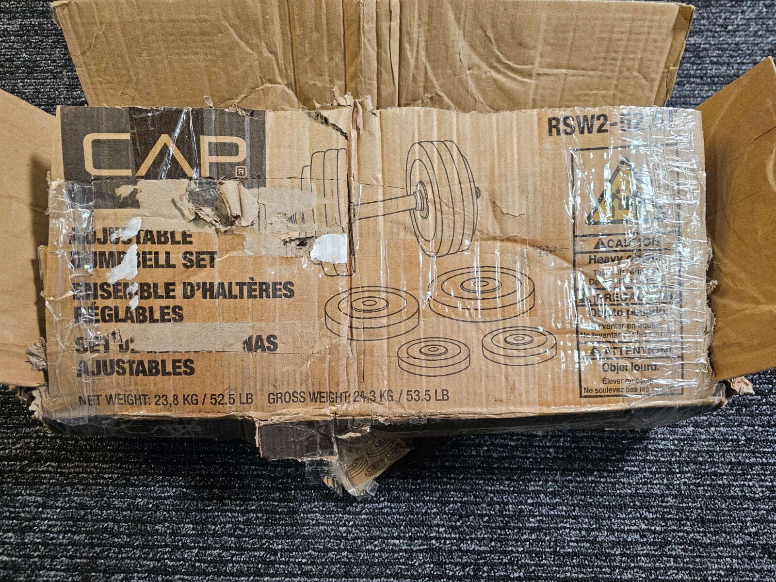 CAP Barbell RSW2-52.5T 52.5-Pound Adjustable Weight Dumbbell, Single, Black