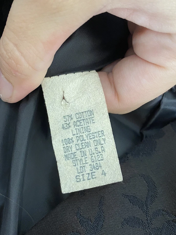 Винтажная женская черная атласная кружевная блейзерная куртка San FranciscoTM Bebe размер 4 N2 - Изображение 4 из 4