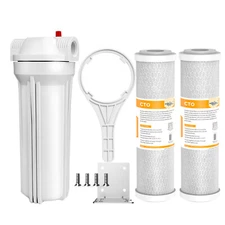 SimPure 10 Inch Whole House Water Filter Housing 2pcs 10"x2.5" Carbon Filtration