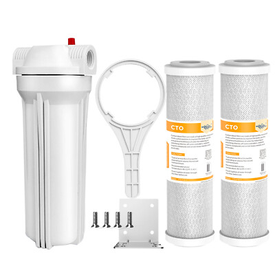 SimPure 10 Inch Whole House Water Filter Housing &2pcs 10'' x 2.5'' CTO Filtration