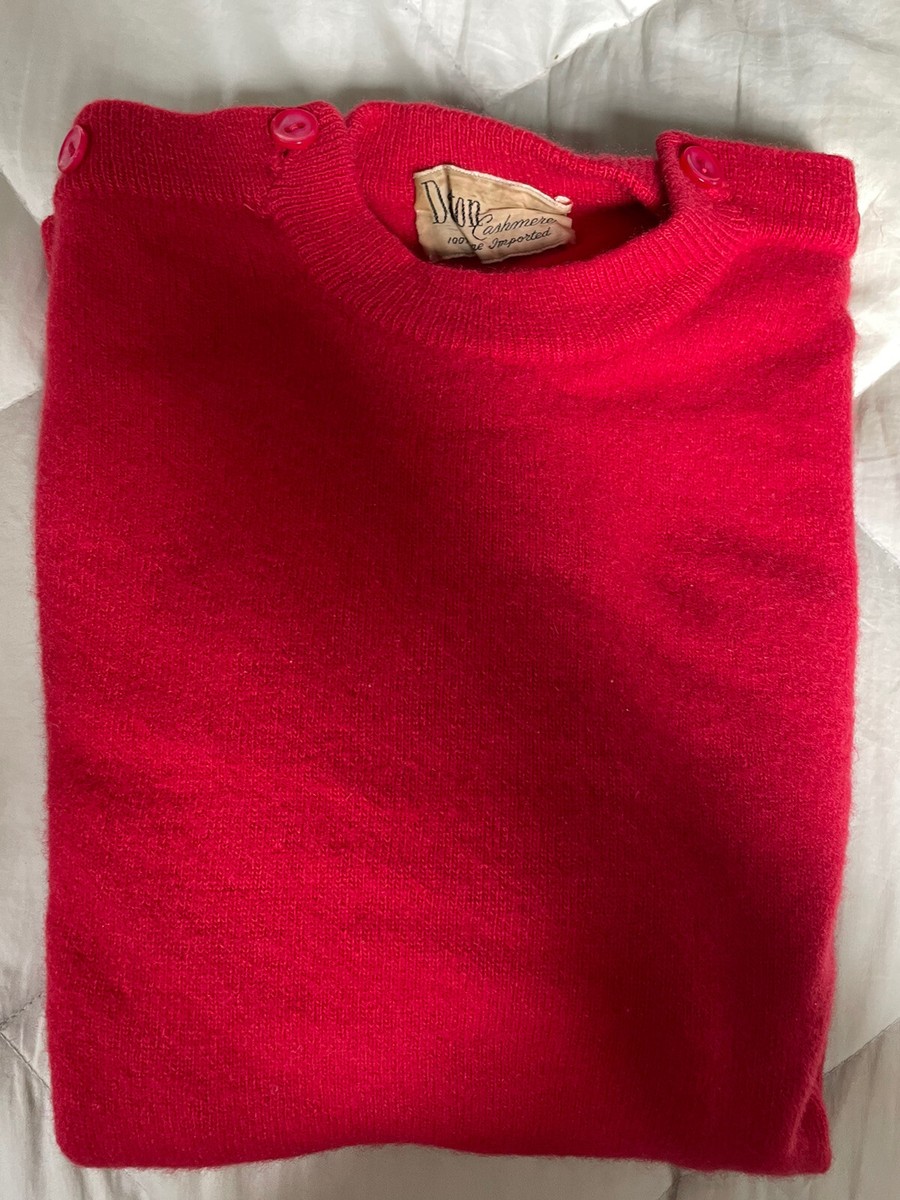トップス 70s 100% cashmere sweater Vintage 70s Dalton Sweater S Red 100% Cashmere 3/4 Sleeve