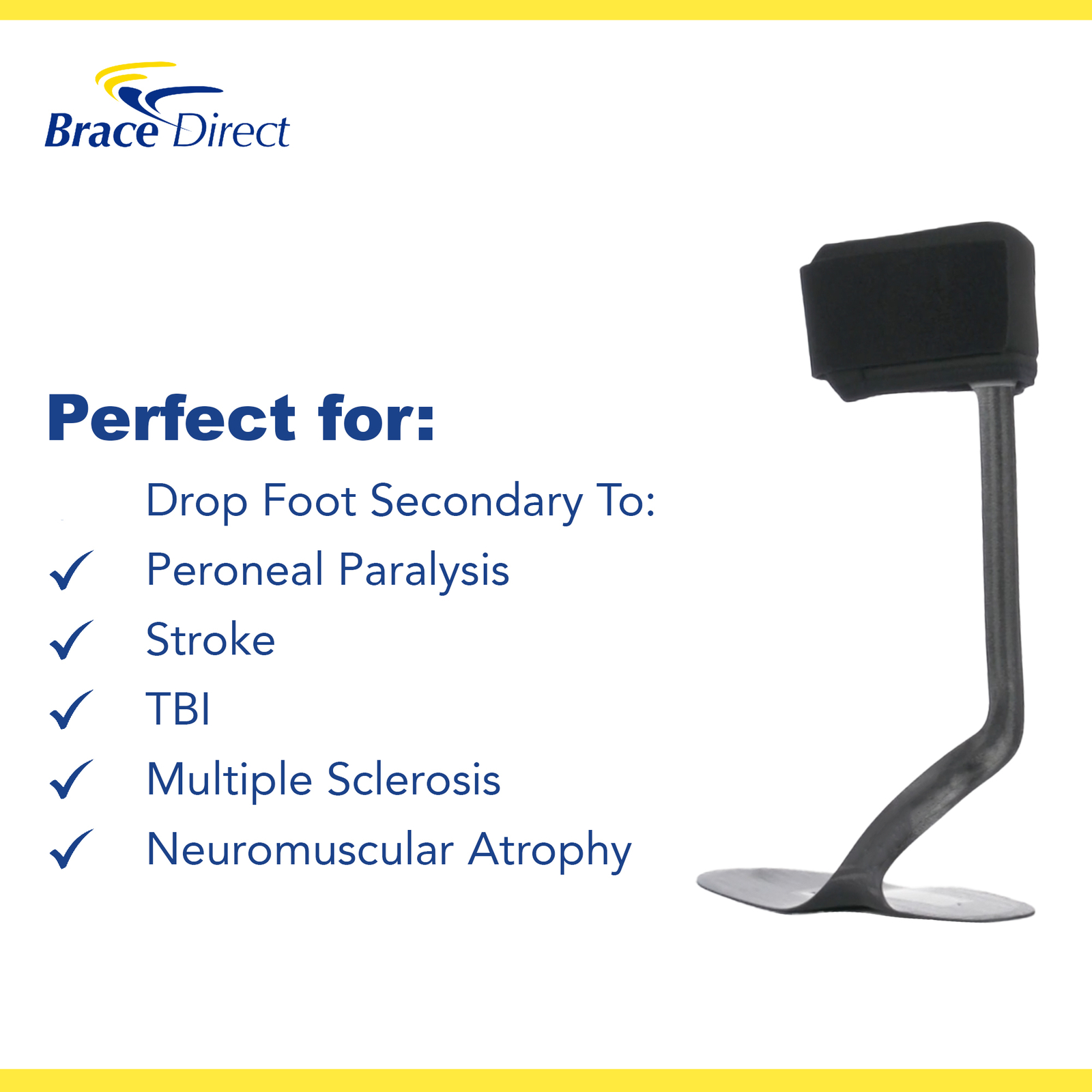 WalkOn Flex Carbon Fiber AFO Lightweight Design for Drop Foot for Gait