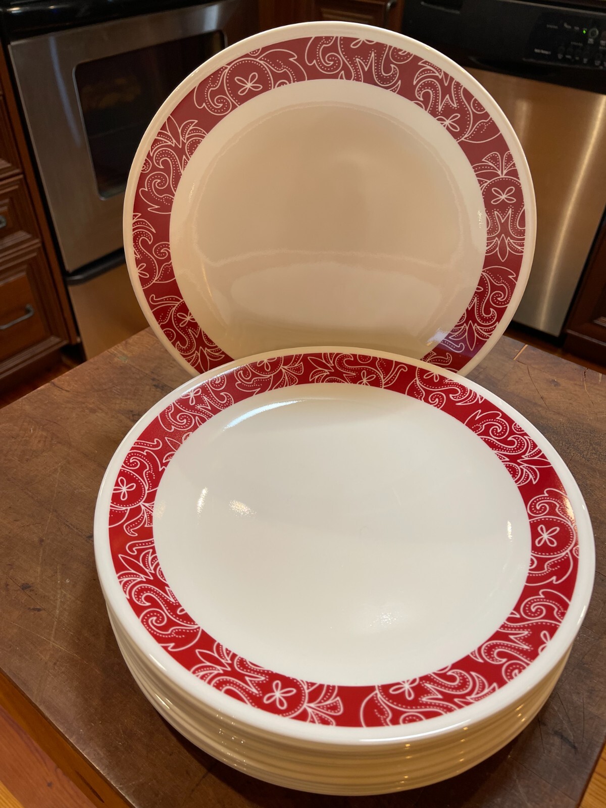Corelle Bandhani Red/white dinner plates 10.25" (Set Of 16 plates) eBay