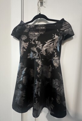 black and aqua dress Aqua Pearl Trim Short Sleeve Lace Mini Dress in Black