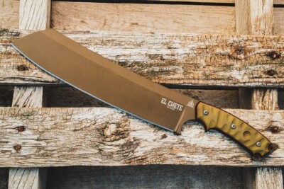 TOPS El Chete Fixed Knife 12'' Midnight Bronze 1095HC Steel Blade Micarta Handle