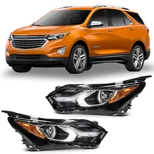 LED DRL Black Projector Headlights Assembly For 2018-2020 Chevy Equinox Pair