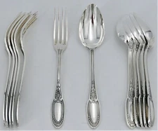 Ercuis Empire Model, 6 Dessert Cutlery, Dessert, 12 Piece Excellent Condition.