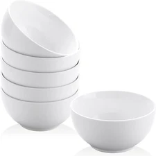 Small Bowls Set, White Ceramic Bowls of 6, 10 Oz Porcelain Bowl for Kitchen Dess