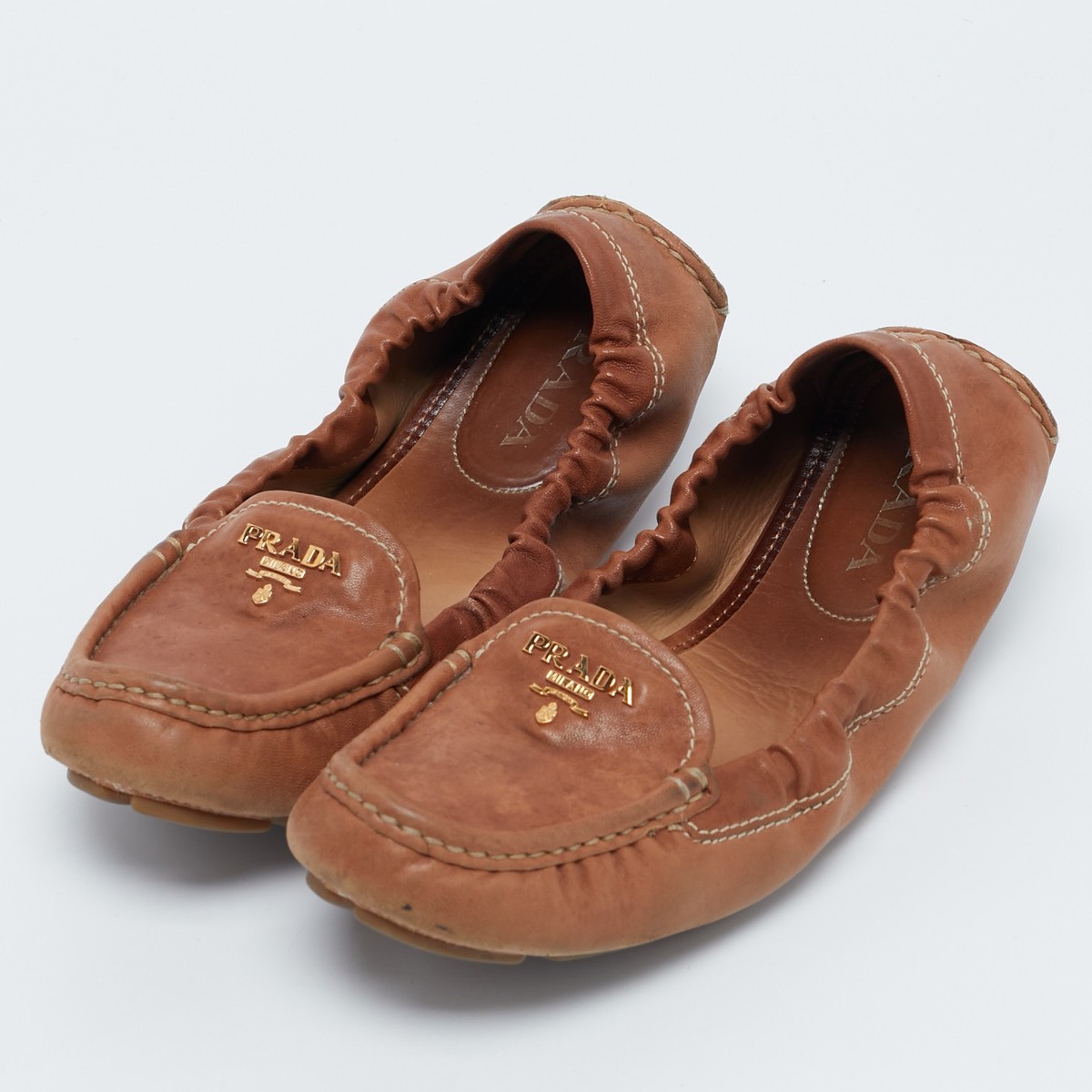 靴 prada 1999ss Velcro shoes brown 7 PRADA Leather Upper Brown Athletic Shoes for Women for sale