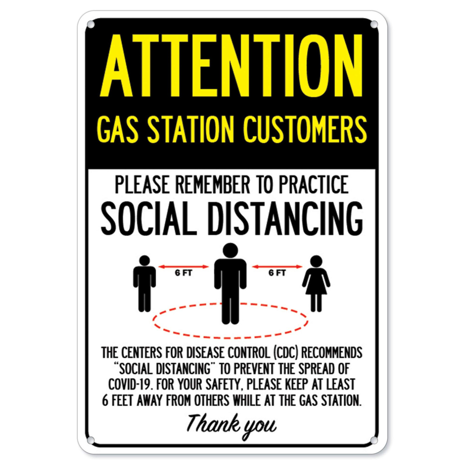 COVID-19 Safety Sign for Gas Stations – Practice Social Distancing  