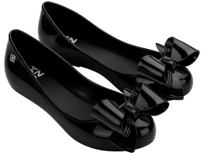 Zaxy New Pop Icon Bow Girls Black School Shoe Jelly Ballet Flats Pumps Vegan 3-8
