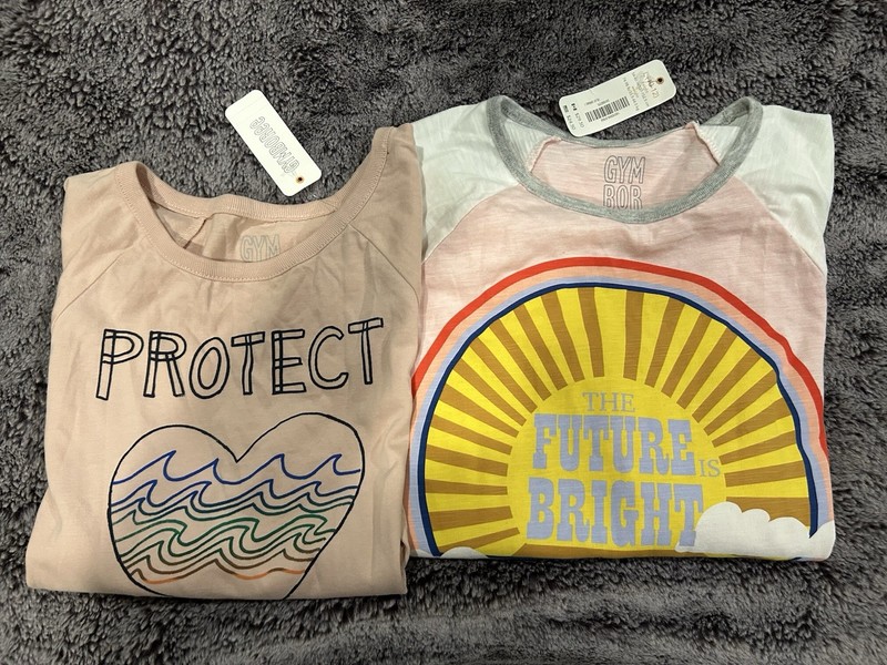 Lot Of 2 NWT 100% Cotton 3/4 Sleeve Tops. Sz L (10/12)