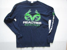 Realtree Outfitters Shirt Mens Medium Navy Blue Long Sleeve Graphic Hunting