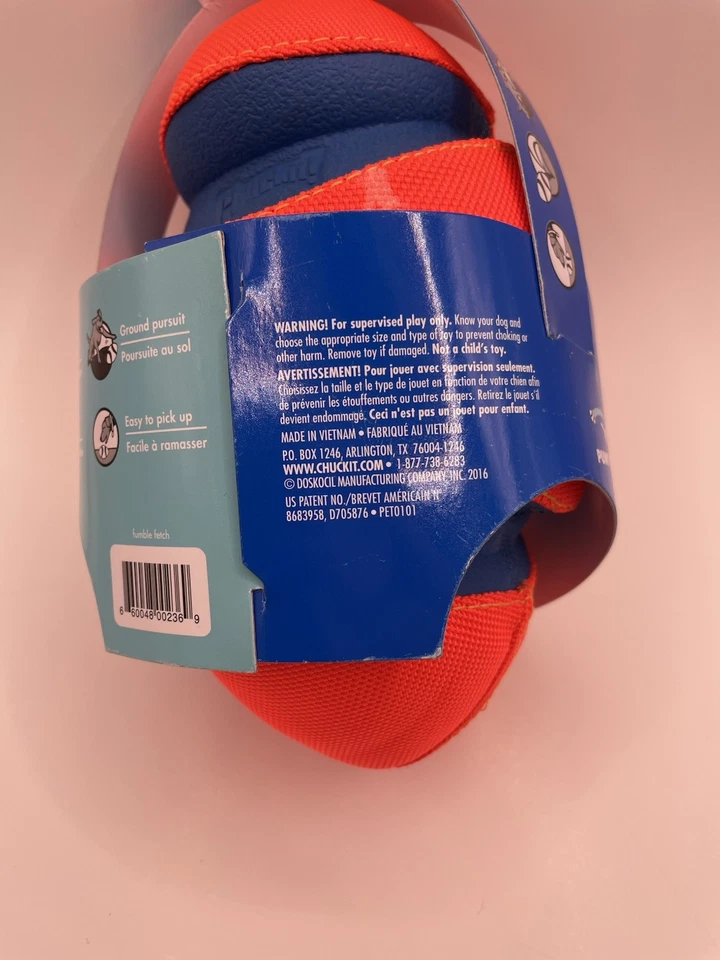 Chuckit! FUMBLE FETCH Football Shaped Durable Canvas Rubber Dog Toy 7-in - Image 3 of 4