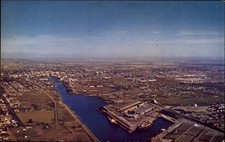 Aerial Stockton Port California vintage postcard o861