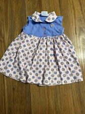 Vintage Baby Superstore Baby Girl Sleeveless Dress With Collar Butterflies 2T