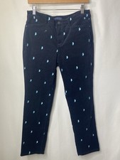 Talbots Simply Flattering Navy Corduroy Pants Owl Embroidery Stretch 32" Waist
