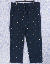 Nautica Sleepwear Pajama Pants Mens Large Sailboat Print Lounge Navy Pockets