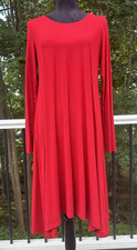 Eileen Fisher Long Sleeve Tunic Dress Red Women's Size Small Viscose USA made