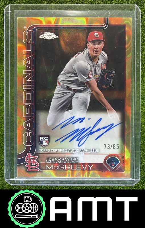 Michael McGreevy RC 2025 Topps Chrome Update 73/85 Lava Lamp Auto Gold/Orange