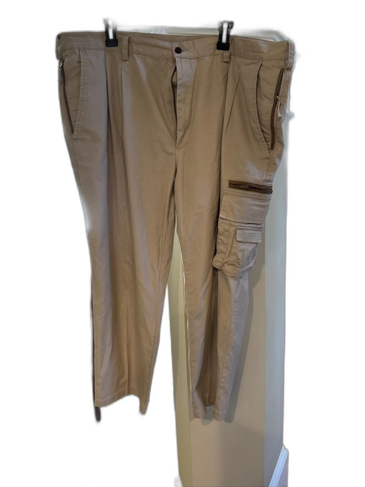 Orvis Foothills Suede Trim Zip Cargo Pants Mens Size 44 Tan OR5478