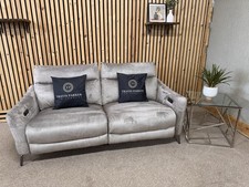 Sofology Renato 3 Seater Sofa,  Double Power Recliner,  Fabric, Silver