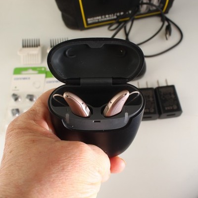 Rexton BiCore C R-Li / C R-Li T Hearing Aids w/ Home & Travel Chargers Rose Gold
