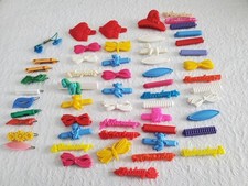 Vintage 70s 55 Girls Hair Barrettes Snap Plastic Clip, 9 metal back