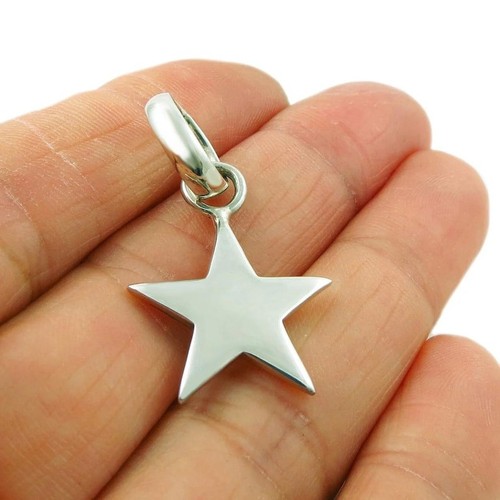925 Sterling Silver Polished Star Pendant Classic Celestial Minimalist Charm