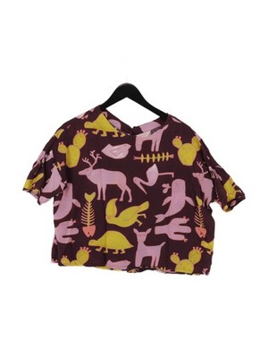 Gorman Damen Top S Multi Viskose mit Baumwolle Kurzarm Rundhals Basic
