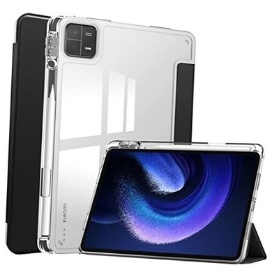Case with Pen Holder for Xiaomi Mi Pad 6 / 6 Pro, Transparent Hard Shell Black