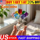 2026 Crystal Colorful Rose Flower Collectible Figurine Glass Flowers With Vase