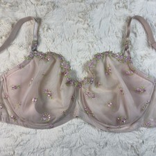 Victoria's Secret Dream Angels Wicked Rosebud Embroidered Unlined Bra Pink 34DD