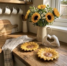 Sunflower Trinket Dish Rustic Home Decor Jewellery Plate Ring Holder Gift