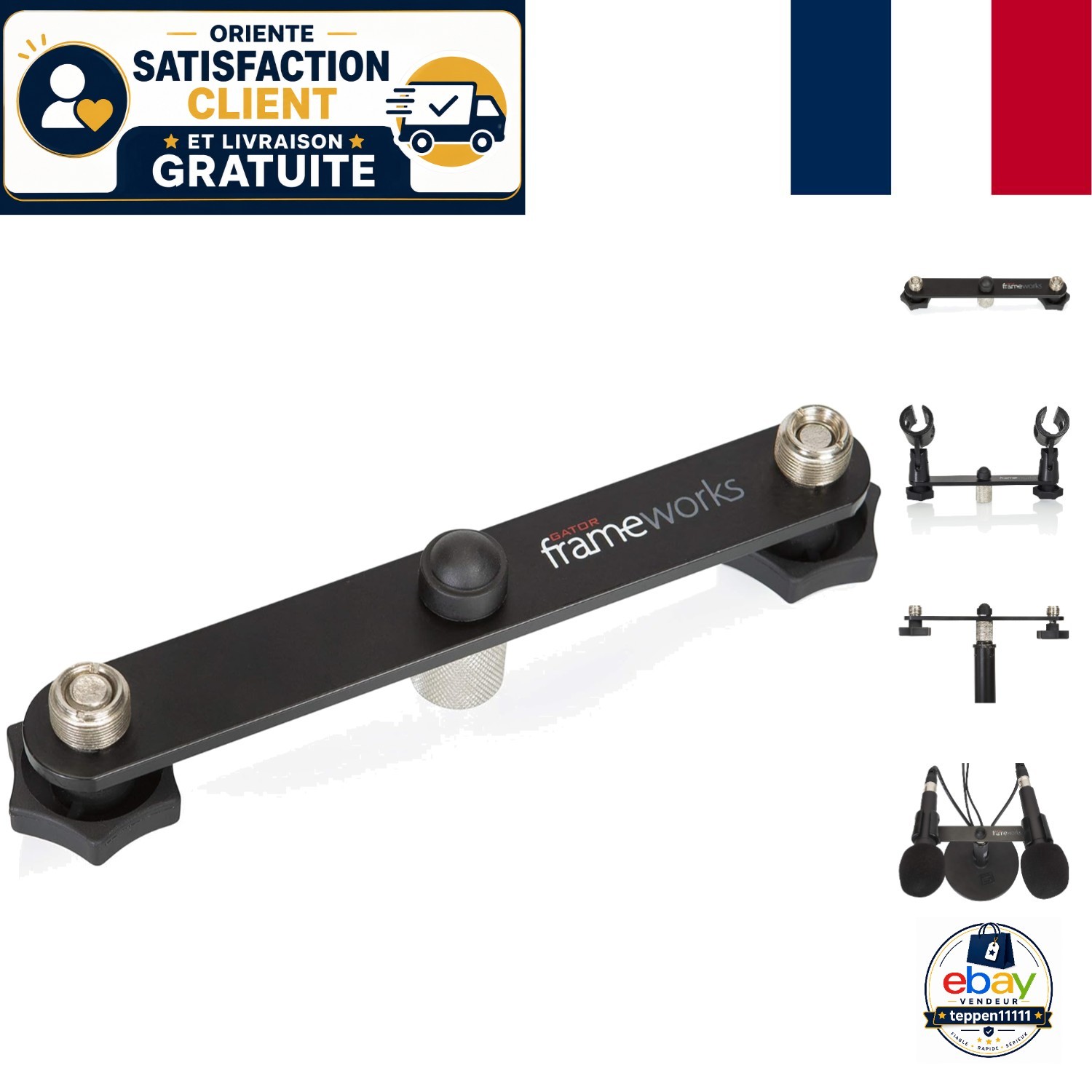 Support microphones stéréo Gator Frameworks pour prise de son de guitare