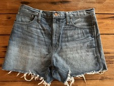 Madewell Women's Distressed Raw Hem Denim Shorts Blue Size 32