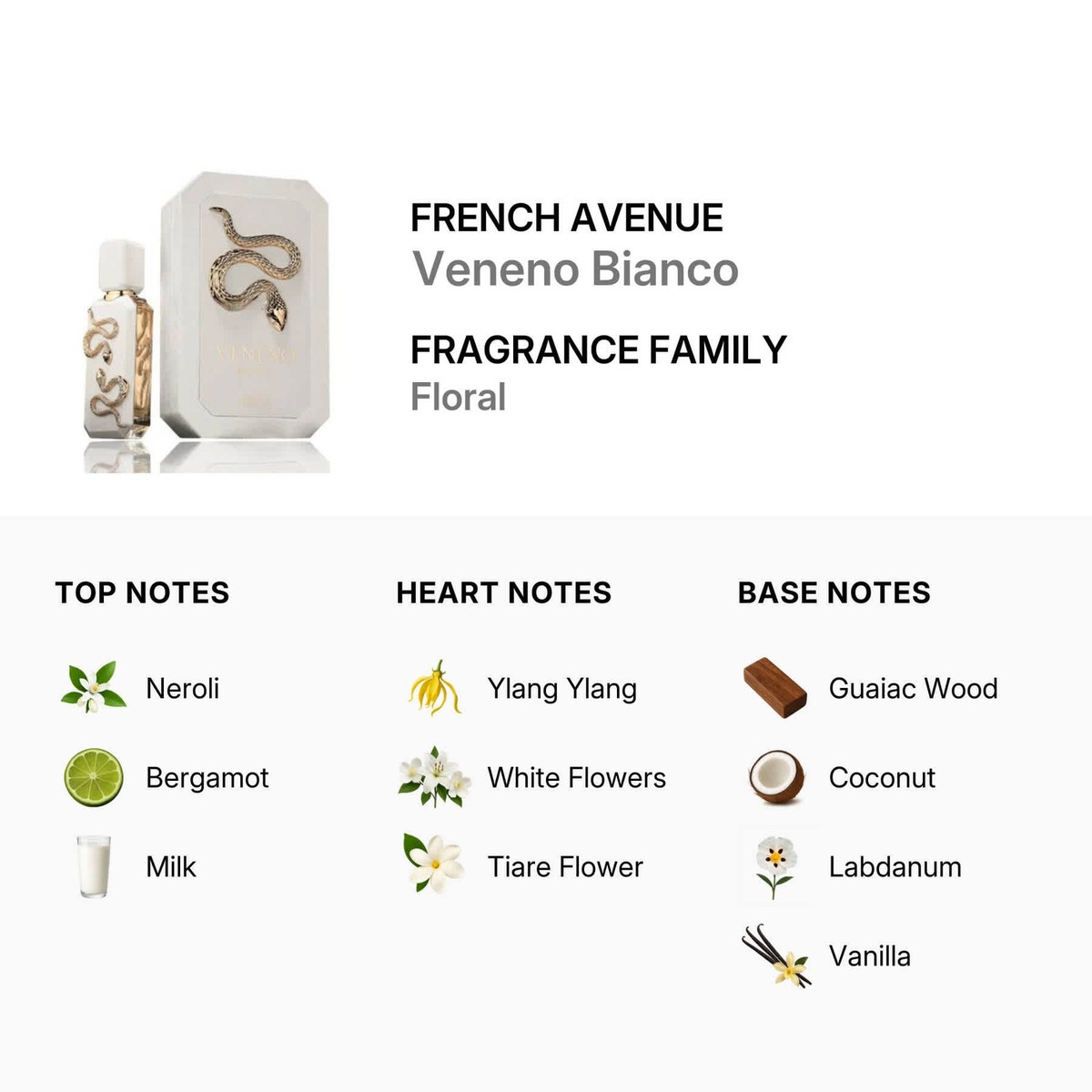 French Avenue Unisex Veneno Bianco EDP Spray 3.38 oz Fragrances