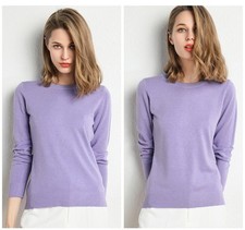 Ladies Crew Neck Blend Jumper Brown Cream Blue Red Pink Sweater Soft Knit S-3XL