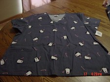 Womens Penguin Love Christmas Scrub Top by Basic 2XL
